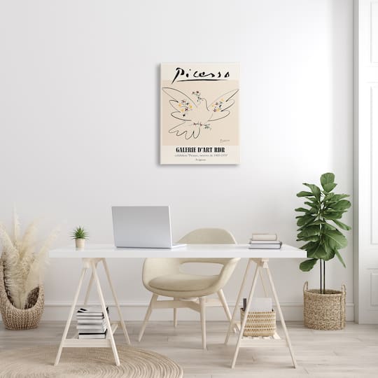 Stupell Industries Classical Abstract Picasso Peace Dove Bird Linework Canvas Wall Art